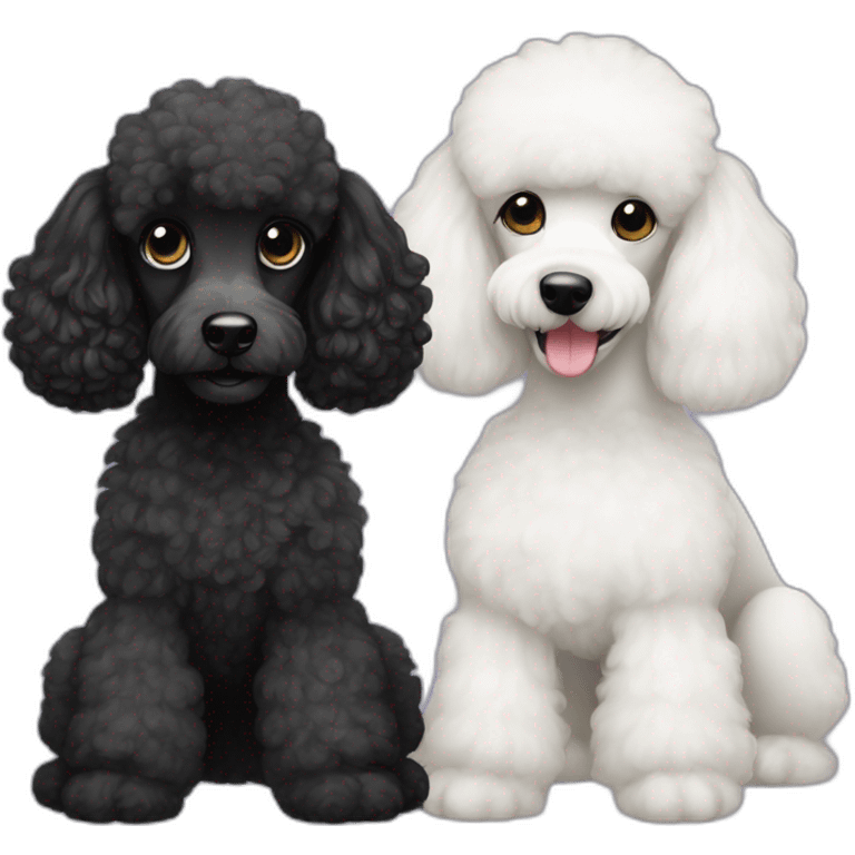 Black poodle and white poodle best friends emoji