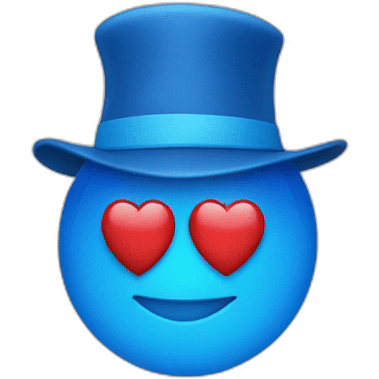 a blue heart with a hat emoji