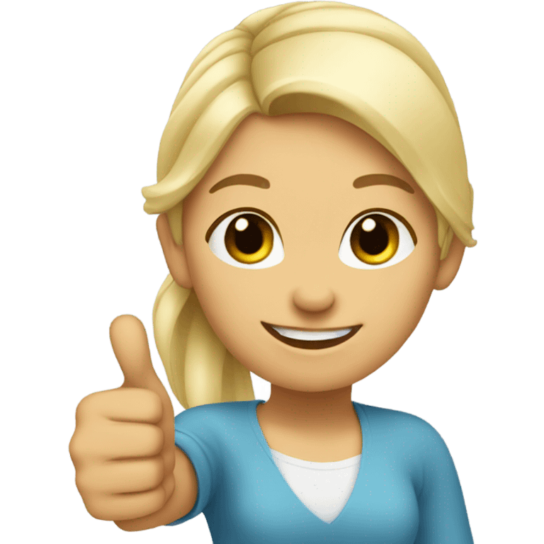 a girl with blonde ponytail thumbs up  emoji