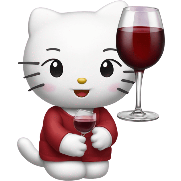 Hello Kitty drinking red wine emoji