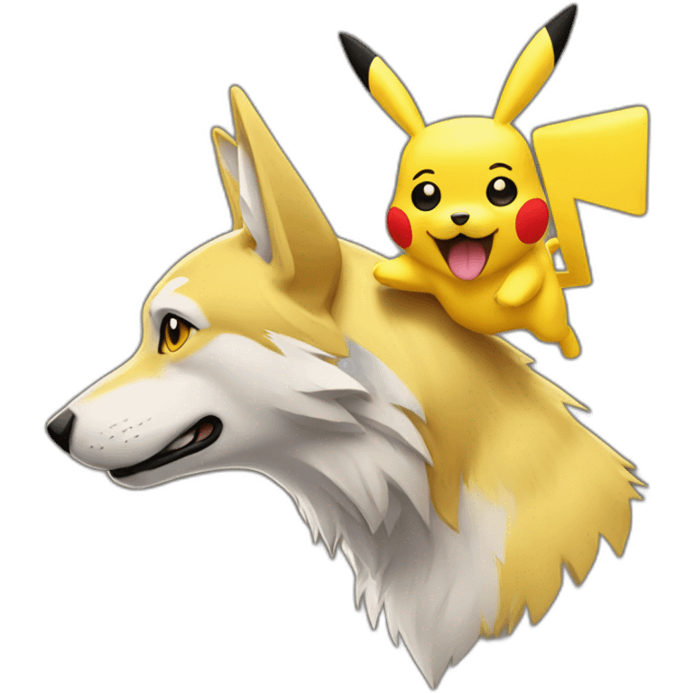 Un loup avec un pikachu sur le dos emoji