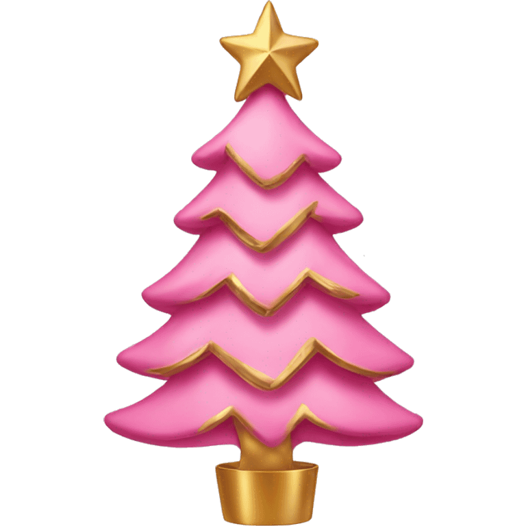 A pink Christmas tree with bows and gold emoji