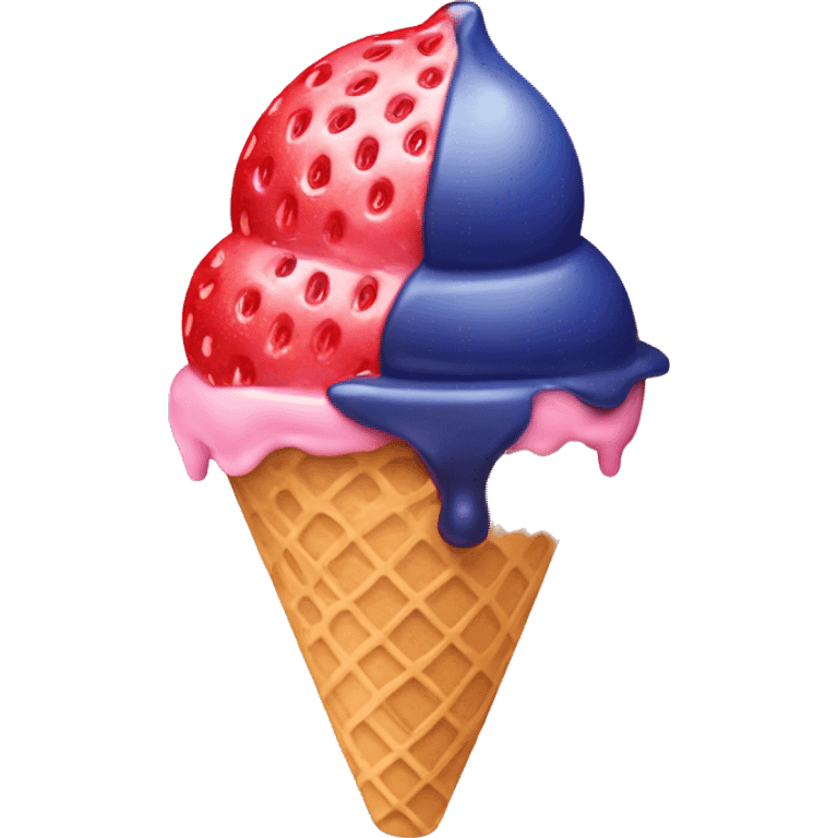 Strawberry Ice cream with a blueberry on a top emoji