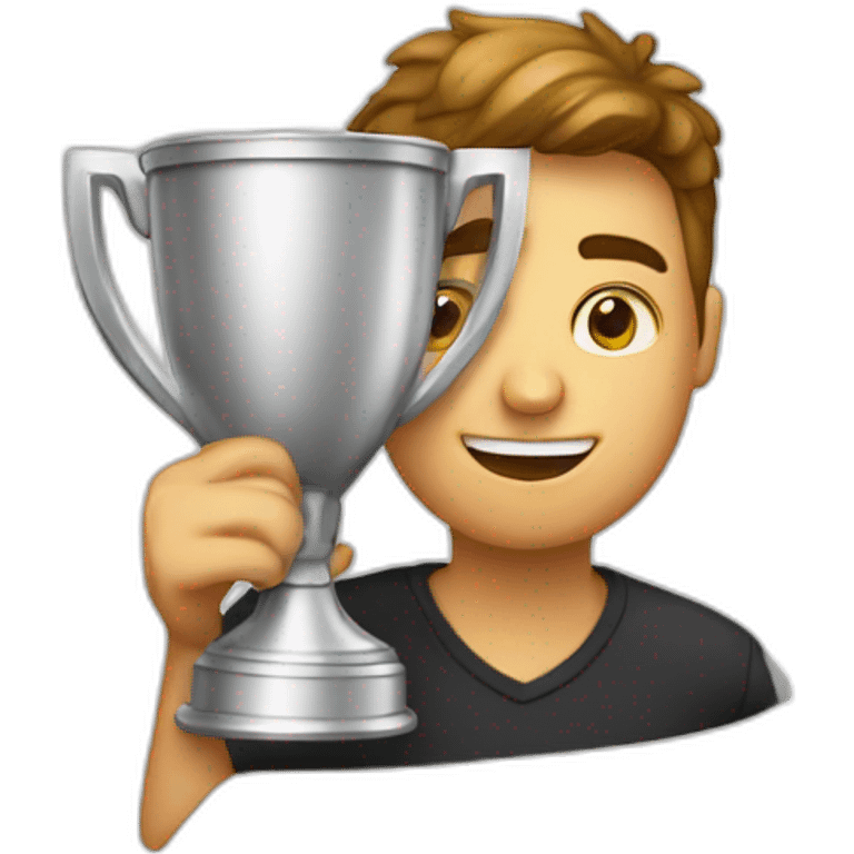 A guy with the Winner cup emoji