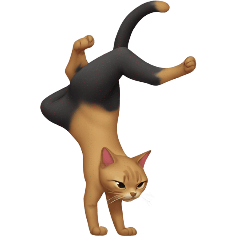 A cat doing a handstand emoji