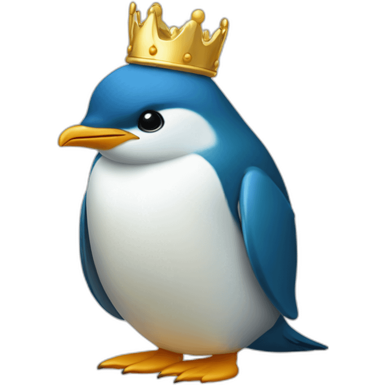 kawaï blue penguin wearing a golden crown emoji