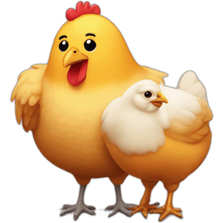 Chicken with a fat friend emoji