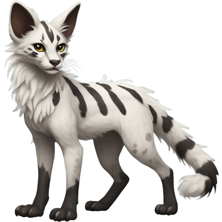 Feral Rare Fantasy Vernid-Trico-species by LiLaiRa, random markings, tufted tail, tufted ears, full body emoji