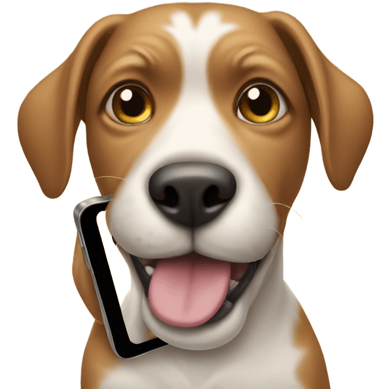 Dog holding phone emoji