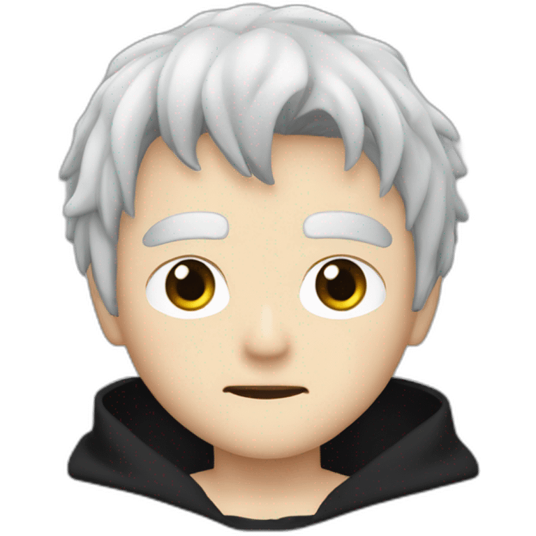 Gojo satoru white hair with a black cloth on his eyes, no glasses, no eyes emoji