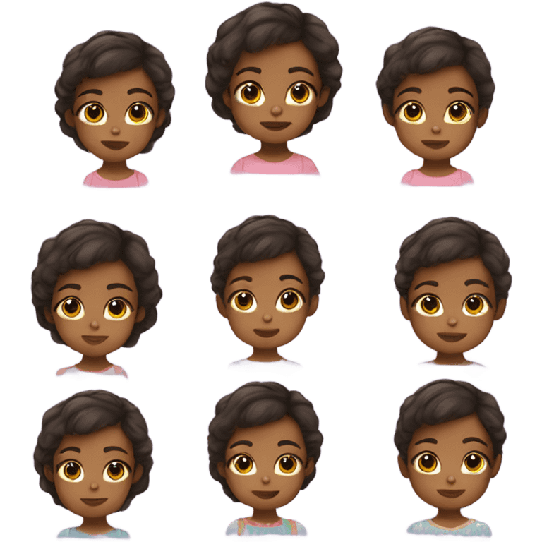 Toddler girl with short loose girls olive skin tone emoji