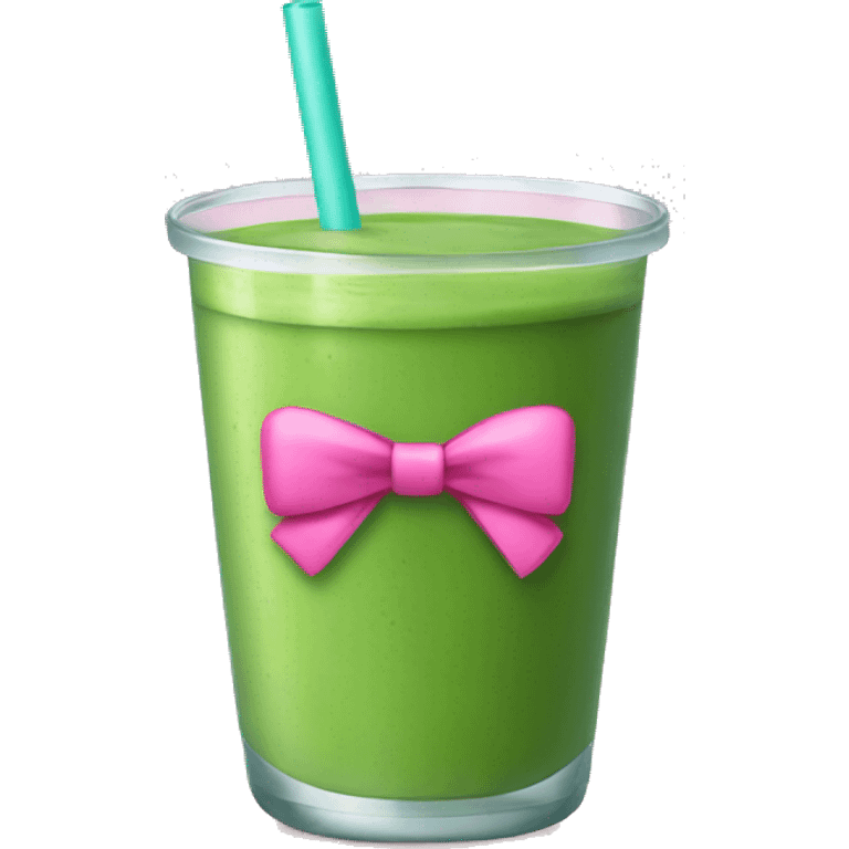 green smoothie with pink bow emoji