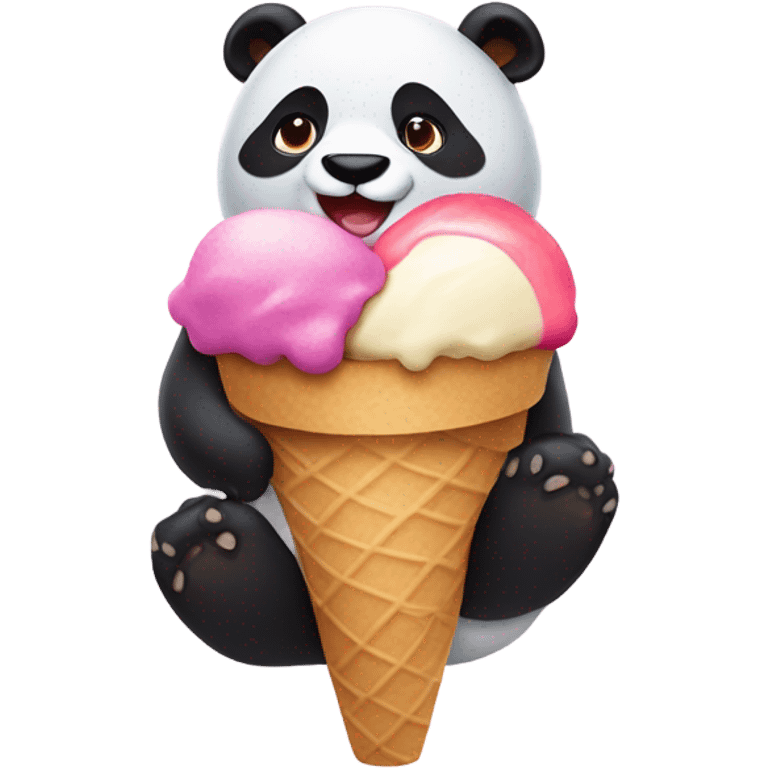 Panda eating ice cream emoji