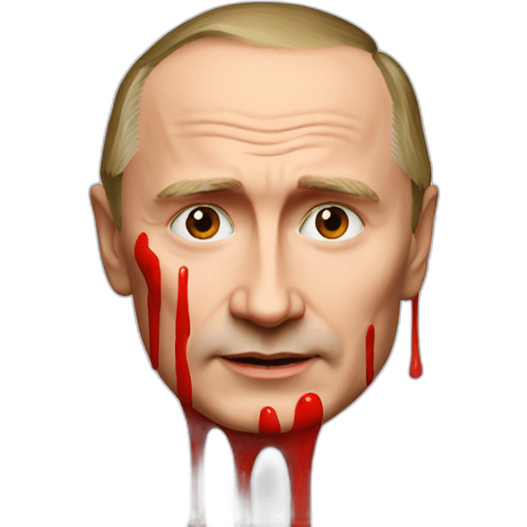 Putin vampire with red ketchup dripping over his chin emoji