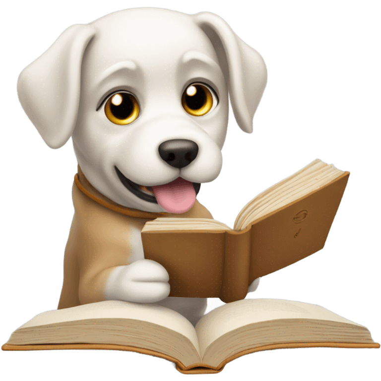 Dog Maltes reading a book emoji