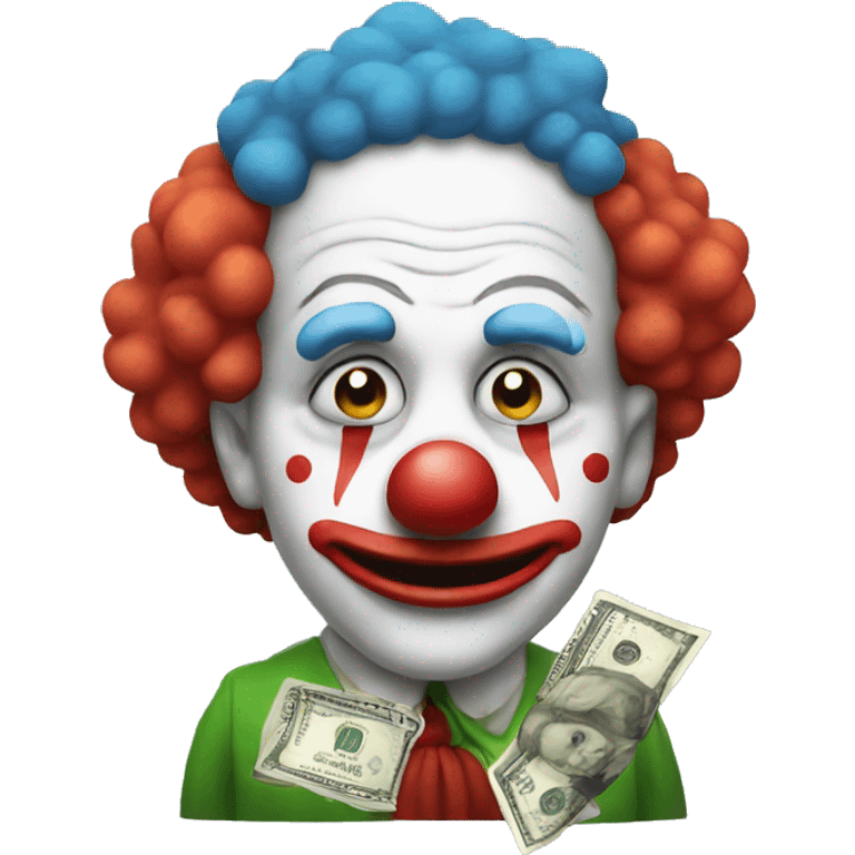 sad clown with money emoji