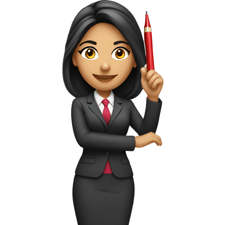 Hispanic realtor woman holding a pen  emoji