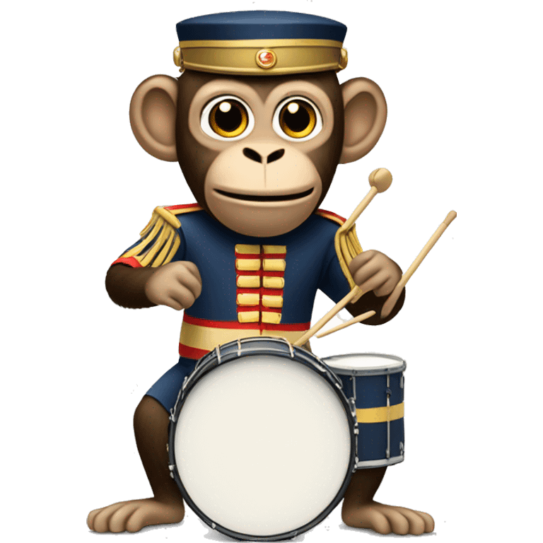 Monkey playing the drums wearing a marching band uniform  emoji