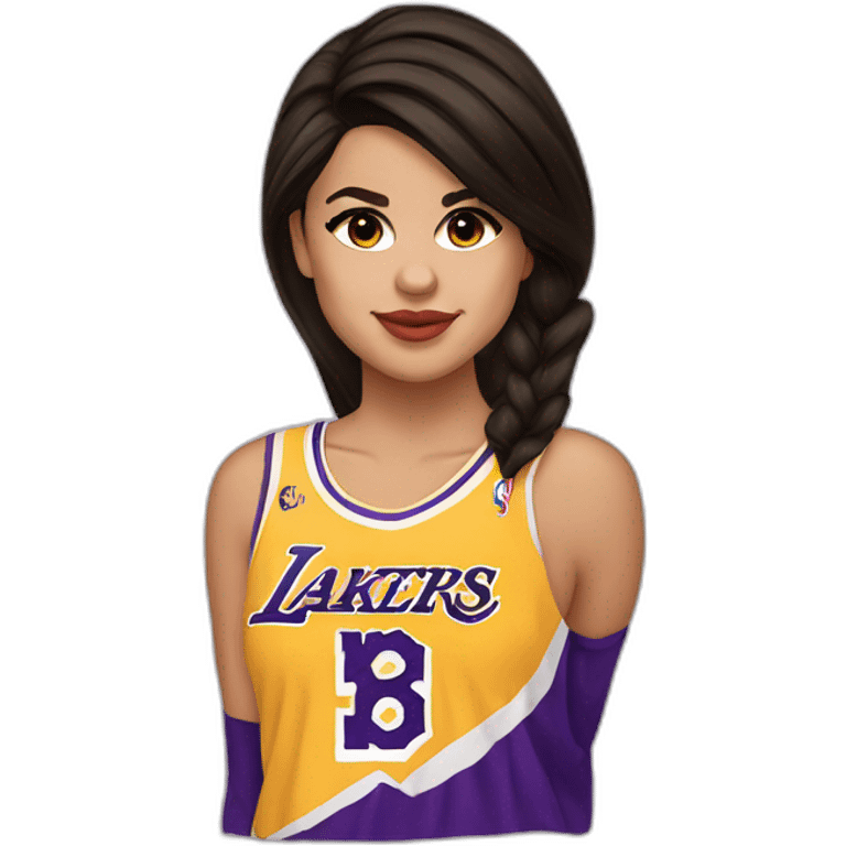 selena gomez with yellow lakers jersey emoji