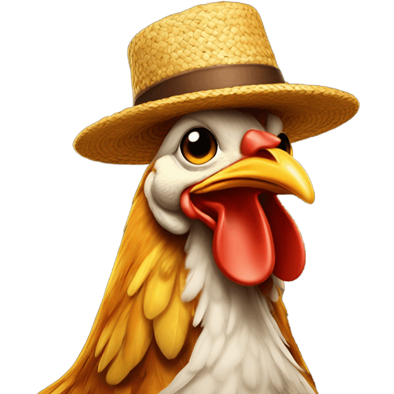 Chicken with hat emoji