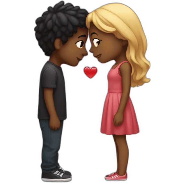 Light boy kissing dark girl emoji