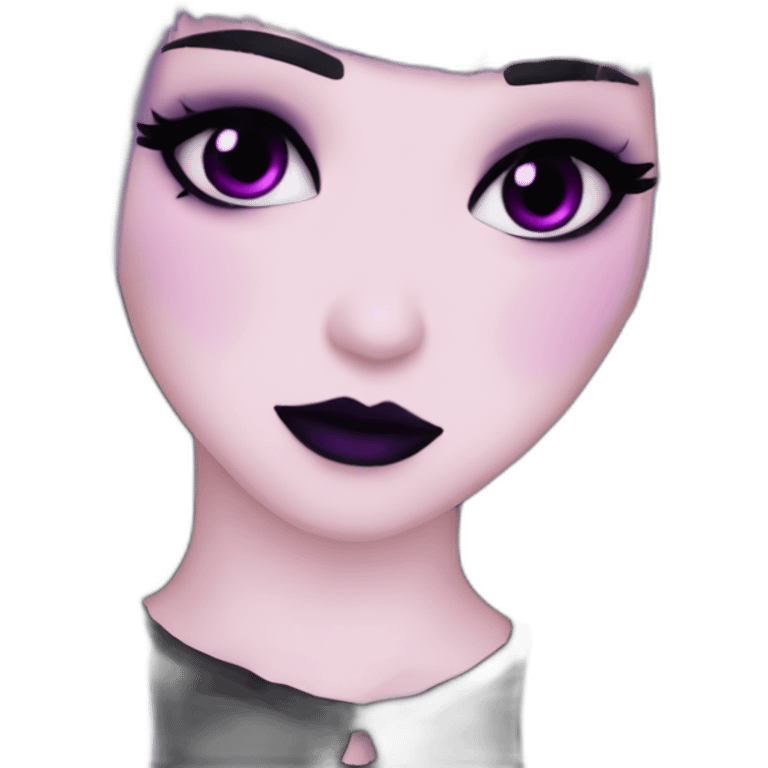 Elissabat -with bangs -long-hair-dark-plumpurple-and-black-vampire-goth-makeup-pinkeyes-romanticgothcloses- emoji