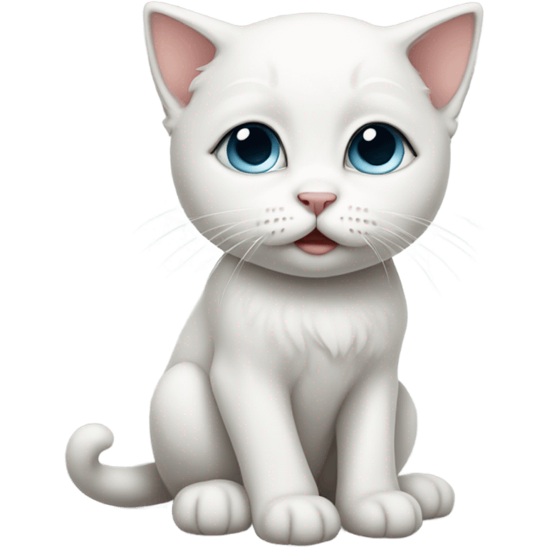 Sad white kitty crying emoji