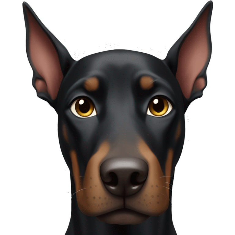 Black Doberman with white cat emoji