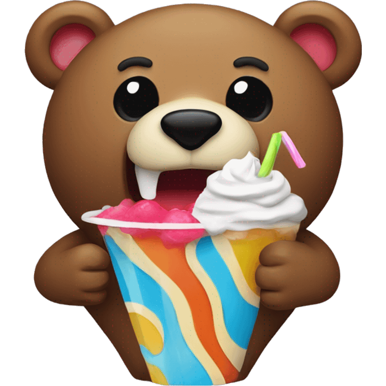 bear drinking a slurpie emoji