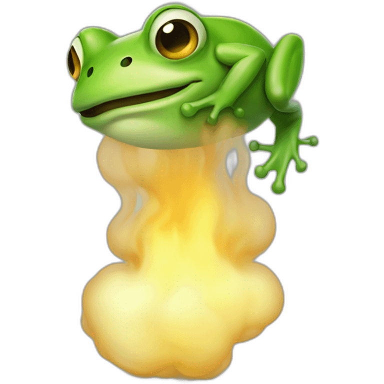 Frog farting with green gas smoke behind emoji