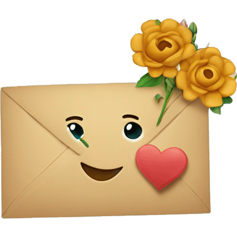 carta de amor con flores emoji