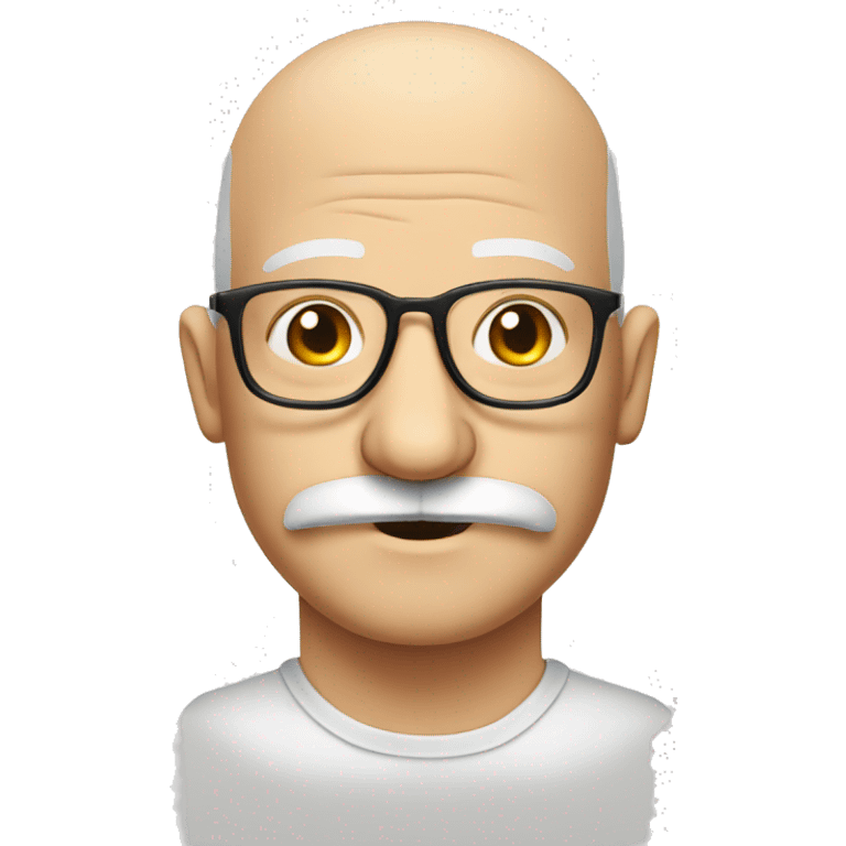 Old bald man square glasses moustache  emoji