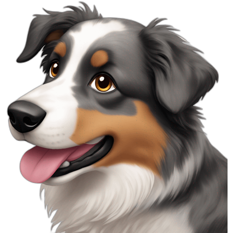 cute australian shepherd playing emoji