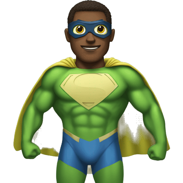 Superavocado as a man in superhero suit emoji