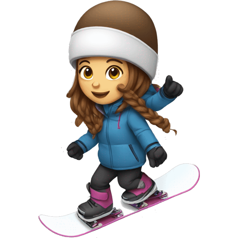 girl with brown hair snowboarding  emoji