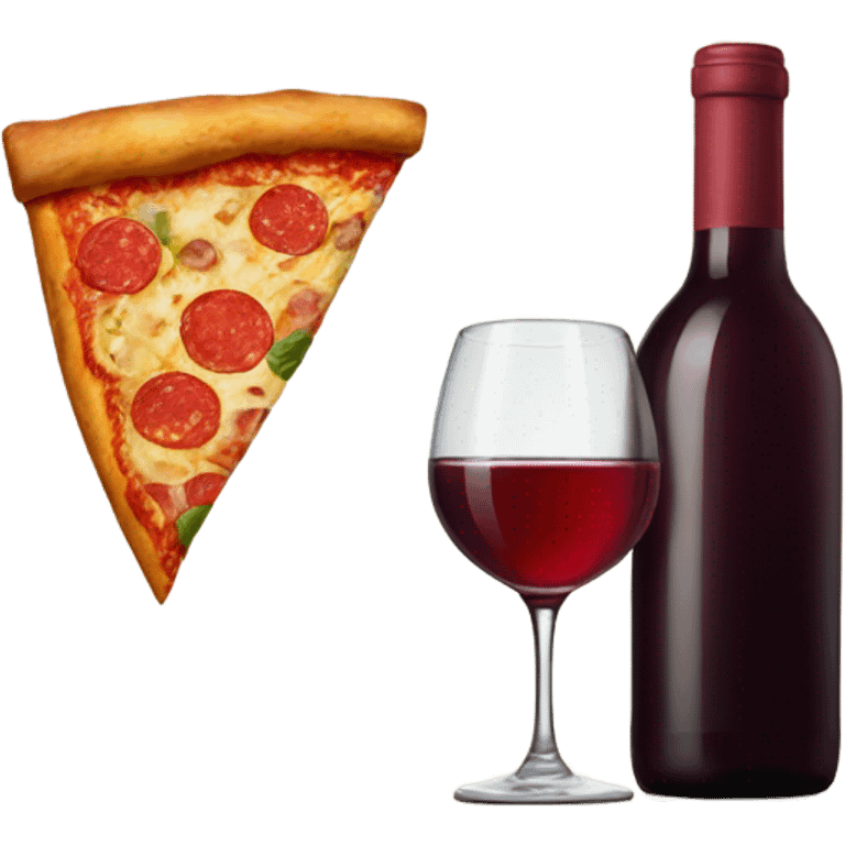 Wine bottle eating a slice of pizza emoji