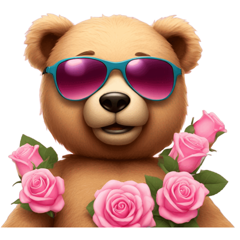 Pink roses teddy sunglasses emoji