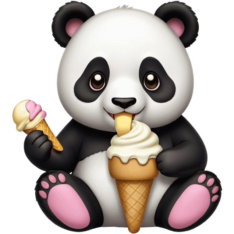 Panda eating ice cream emoji