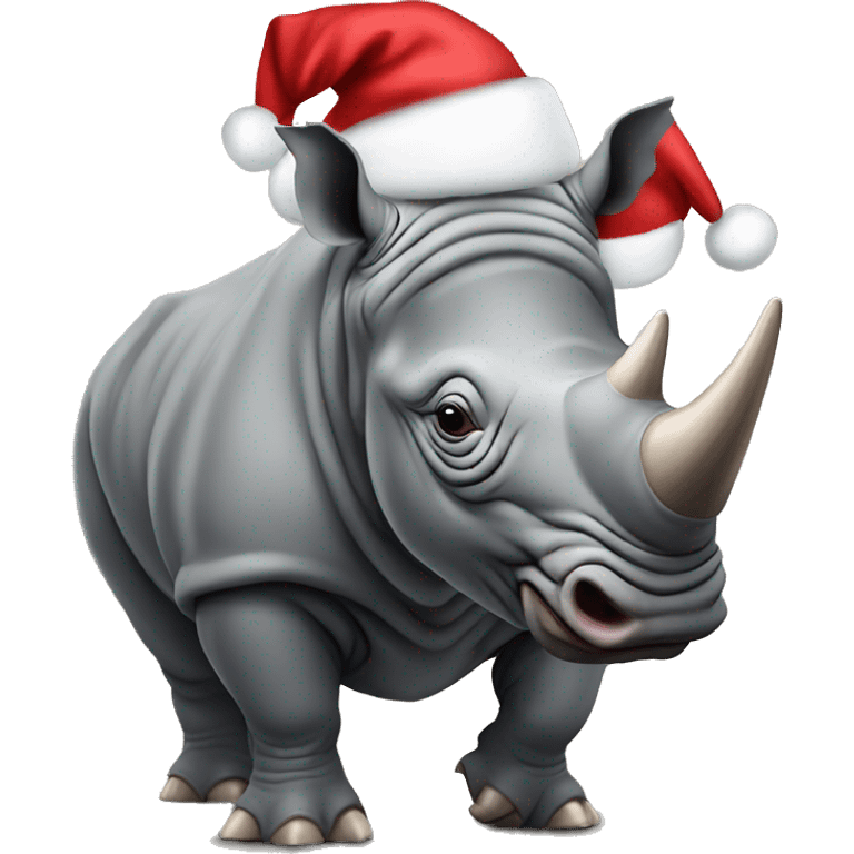 Rhino with Christmas hat  emoji