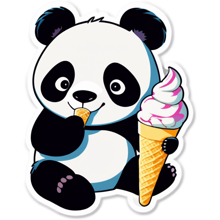 Panda eating ice cream emoji