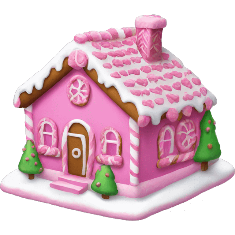 A pink gingerbread house emoji