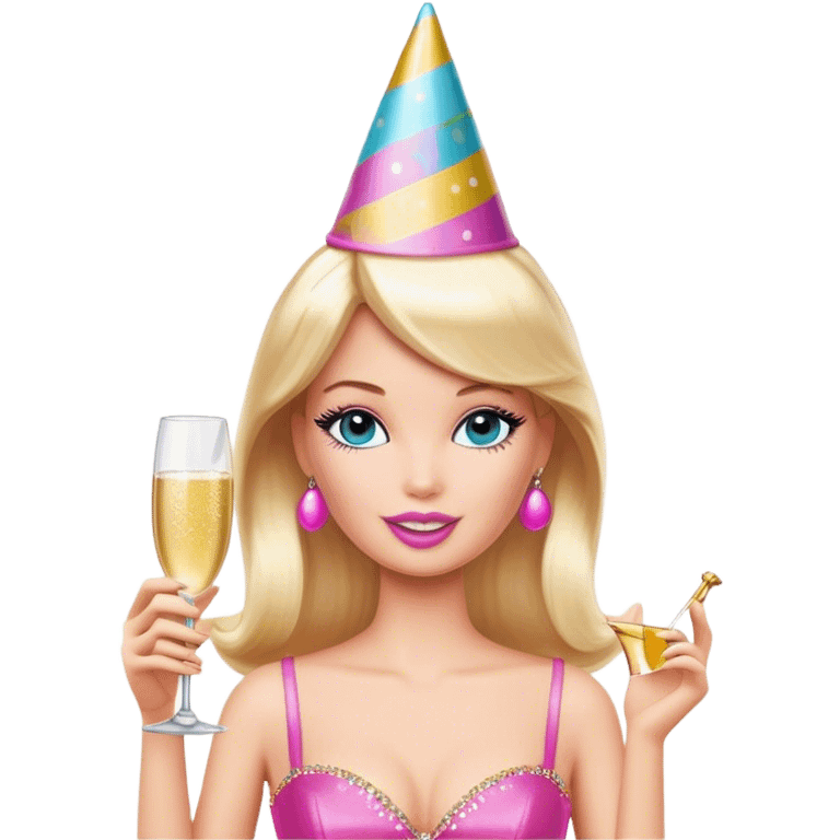 barbie with champagne emoji