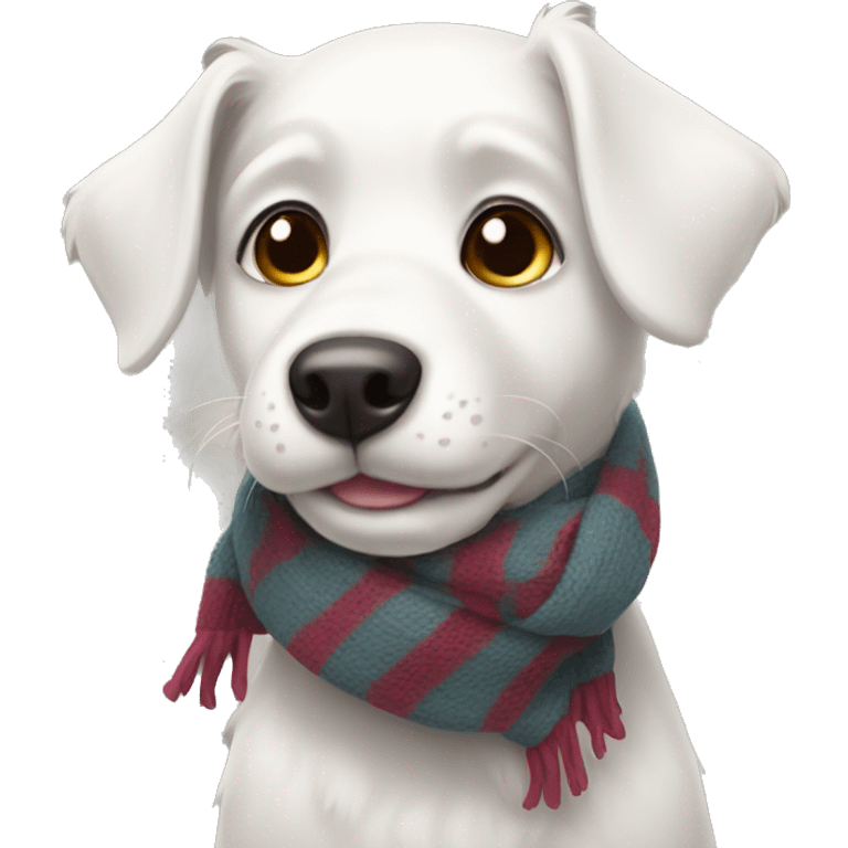 A cute White dog with a scarf emoji