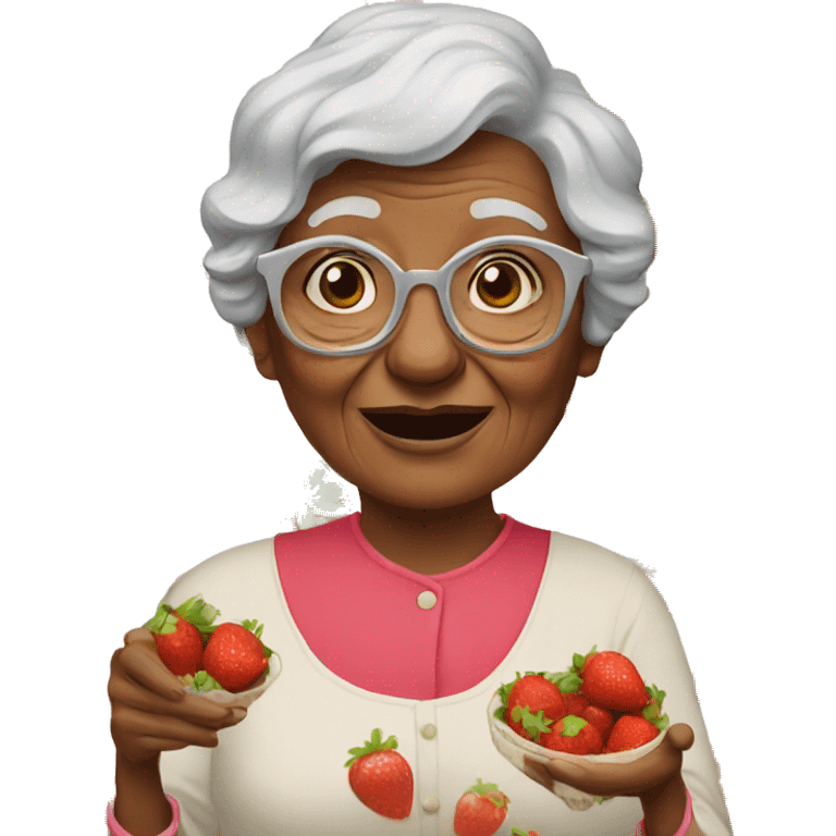 Granny with strawberries  emoji