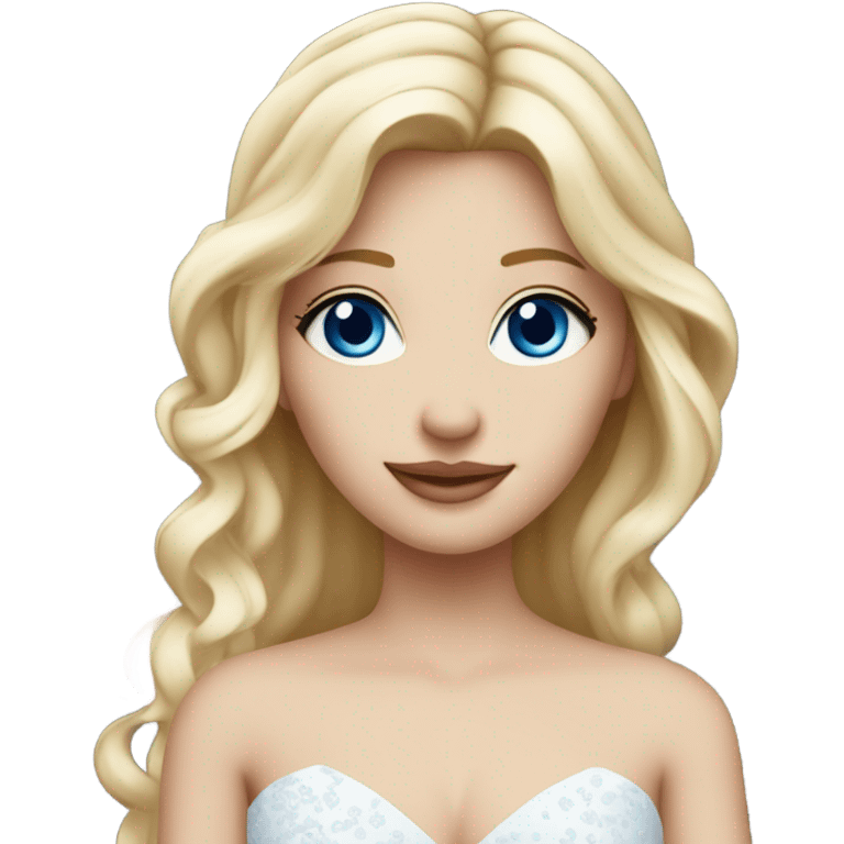 Beautiful blond girl with blue eyes and sakura pink wedding dress emoji