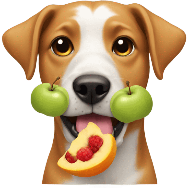 Dog eating fruit emoji