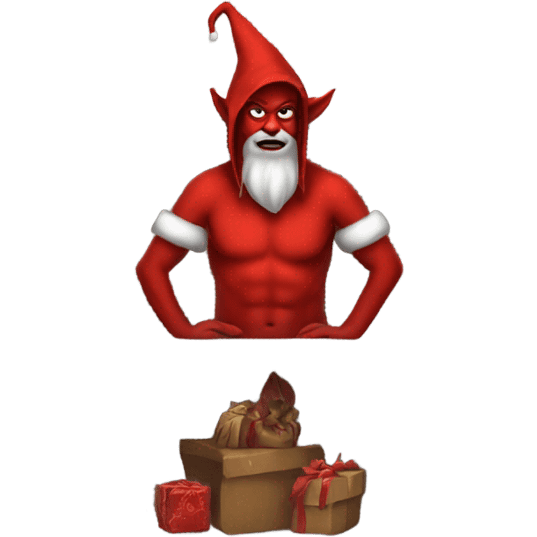 Satan dressed as Santa sitting on a shelf  emoji