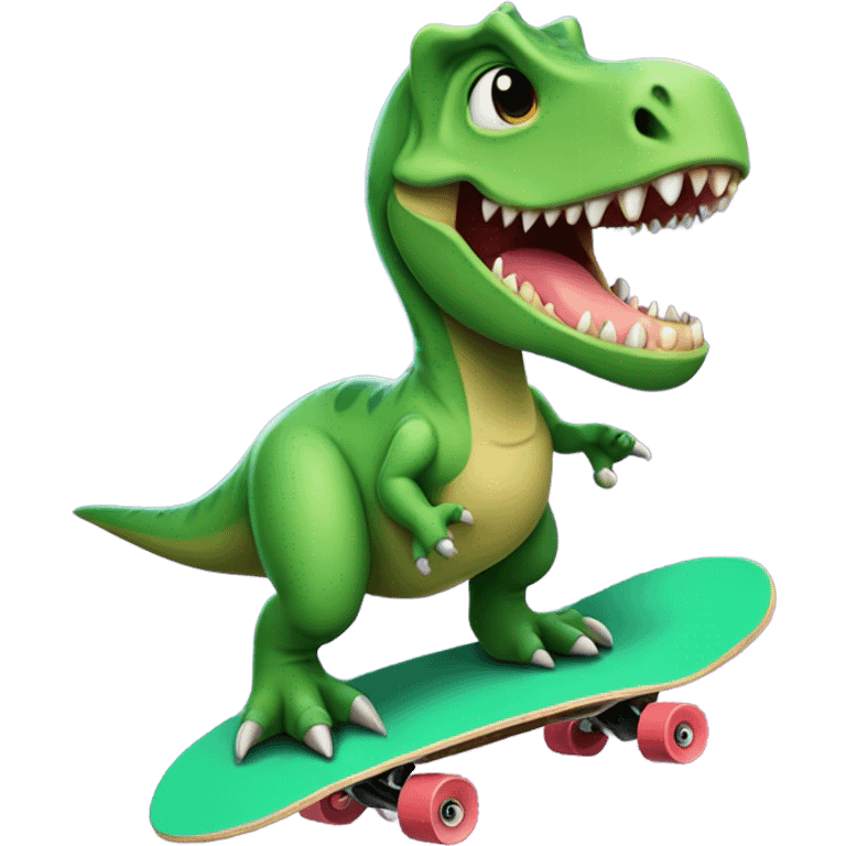 Dinosaur riding skate board emoji