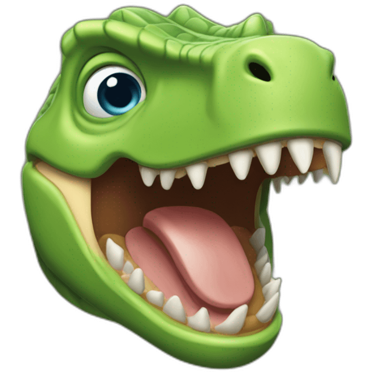 La tête d'un dinosaures qui rigole emoji