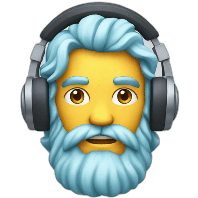 poseidon wearing headphone, front facing emoji